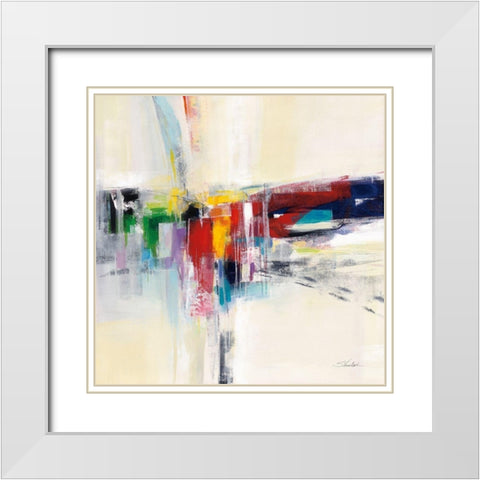 Rainbow Kaleidoscope White Modern Wood Framed Art Print with Double Matting by Vassileva, Silvia
