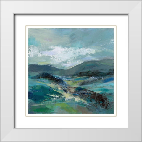 Turquoise Slopes I White Modern Wood Framed Art Print with Double Matting by Vassileva, Silvia