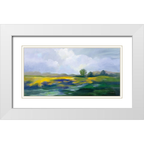 Spring Green White Modern Wood Framed Art Print with Double Matting by Vassileva, Silvia