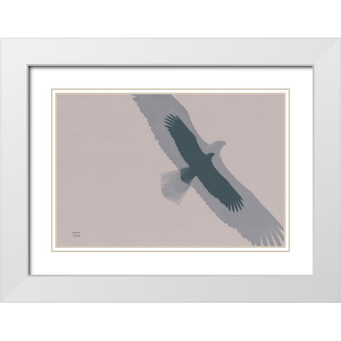 Double Eagle Flight White Modern Wood Framed Art Print with Double Matting by Larson, Nathan