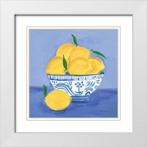 Lemon Still Life White Modern Wood Framed Art Print with Double Matting by Zaman, Farida
