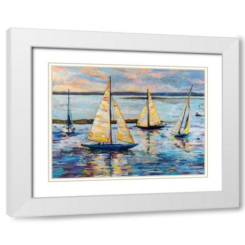 Out for the Day White Modern Wood Framed Art Print with Double Matting by Vertentes, Jeanette