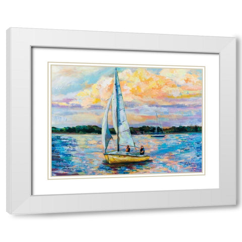 Sunday Sail White Modern Wood Framed Art Print with Double Matting by Vertentes, Jeanette