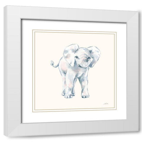 Baby Elephant on Cream White Modern Wood Framed Art Print with Double Matting by Pete, Katrina