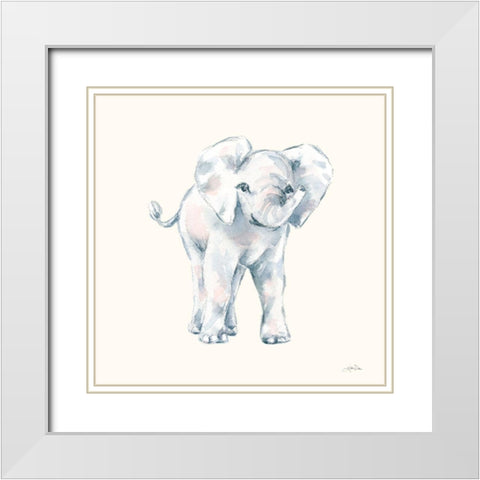 Baby Elephant on Cream White Modern Wood Framed Art Print with Double Matting by Pete, Katrina