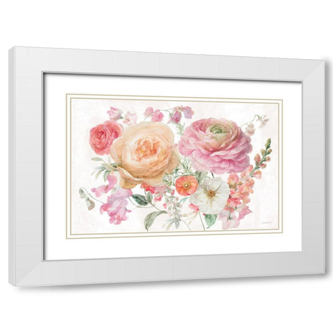 Sorbet Floret I White Modern Wood Framed Art Print with Double Matting by Nai, Danhui