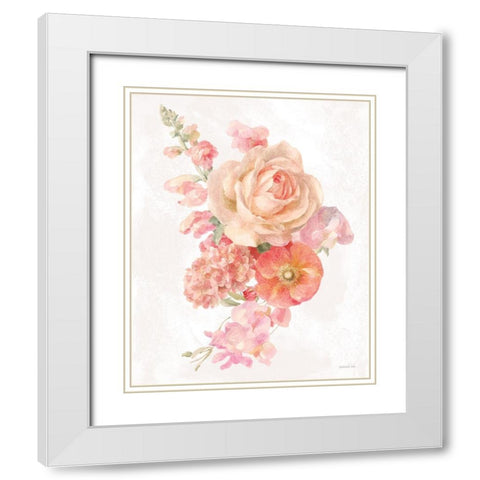 Sorbet Floret II White Modern Wood Framed Art Print with Double Matting by Nai, Danhui