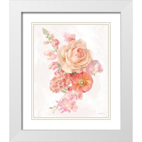 Sorbet Floret II White Modern Wood Framed Art Print with Double Matting by Nai, Danhui