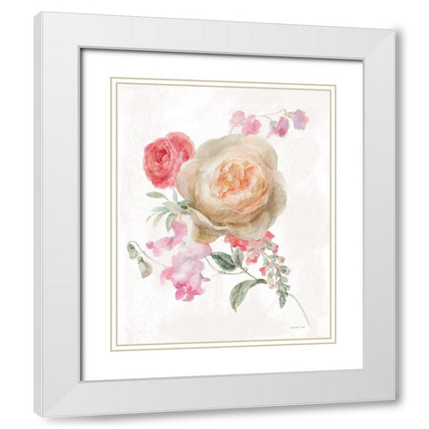 Sorbet Floret III White Modern Wood Framed Art Print with Double Matting by Nai, Danhui