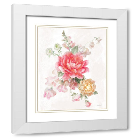Sorbet Floret IV White Modern Wood Framed Art Print with Double Matting by Nai, Danhui