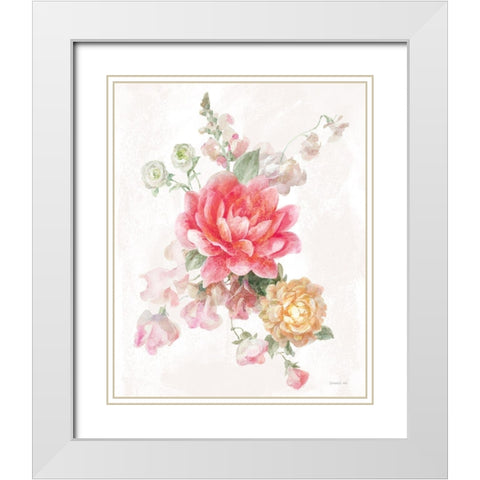 Sorbet Floret IV White Modern Wood Framed Art Print with Double Matting by Nai, Danhui