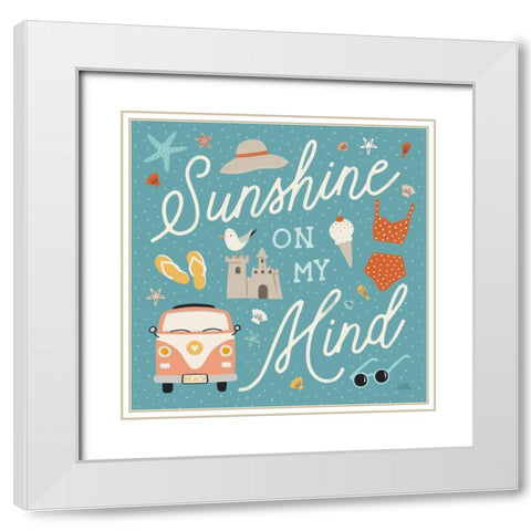Beach Vibes V White Modern Wood Framed Art Print with Double Matting by Marshall, Laura
