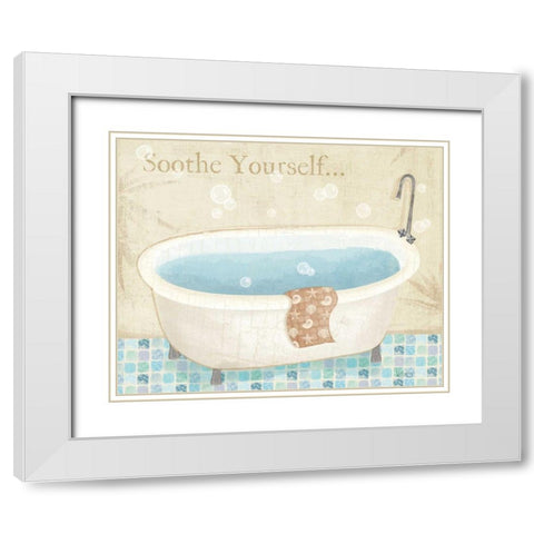 Mosaic Bath I White Modern Wood Framed Art Print with Double Matting by Charron, Veronique