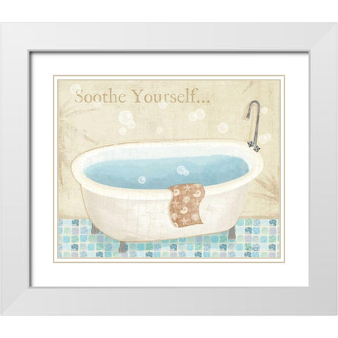 Mosaic Bath I White Modern Wood Framed Art Print with Double Matting by Charron, Veronique