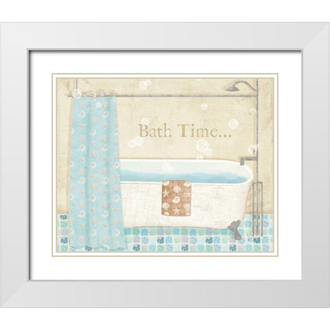 Mosaic Bath II White Modern Wood Framed Art Print with Double Matting by Charron, Veronique
