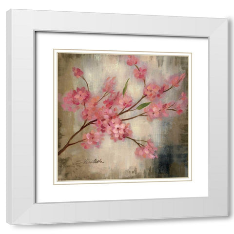 Cherry Blossom I White Modern Wood Framed Art Print with Double Matting by Vassileva, Silvia