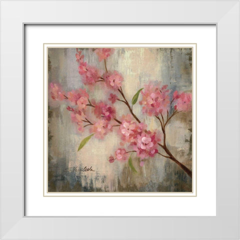 Cherry Blossom II White Modern Wood Framed Art Print with Double Matting by Vassileva, Silvia