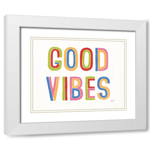 Rainbow Words I Crop White Modern Wood Framed Art Print with Double Matting by Marshall, Laura
