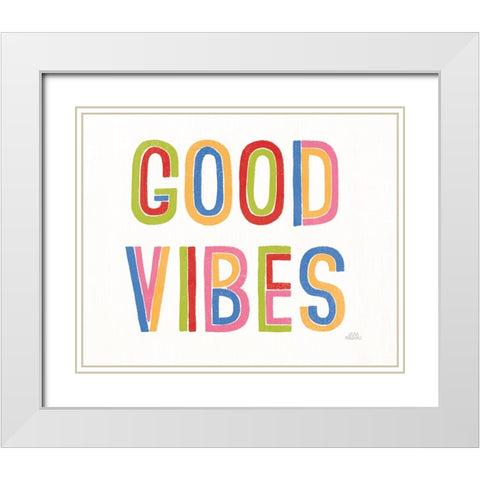Rainbow Words I Crop White Modern Wood Framed Art Print with Double Matting by Marshall, Laura