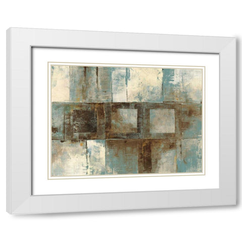 Euclid AveVariations-BlueandBrown White Modern Wood Framed Art Print with Double Matting by Schick, Mike