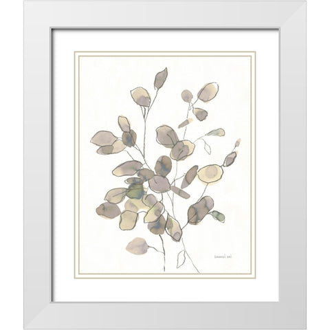 Transparent Leaves Dark White Modern Wood Framed Art Print with Double Matting by Nai, Danhui