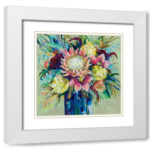 Marias Bouquet Sage White Modern Wood Framed Art Print with Double Matting by Vertentes, Jeanette