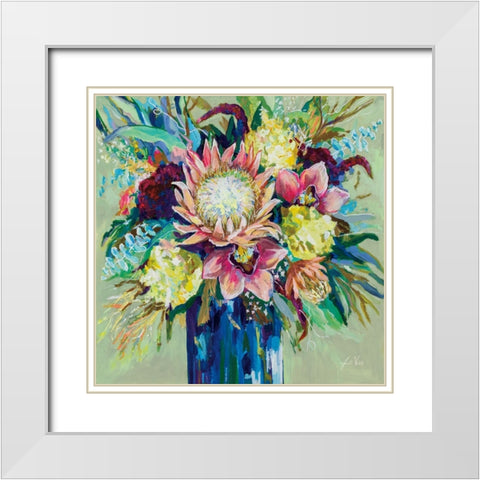 Marias Bouquet Sage White Modern Wood Framed Art Print with Double Matting by Vertentes, Jeanette