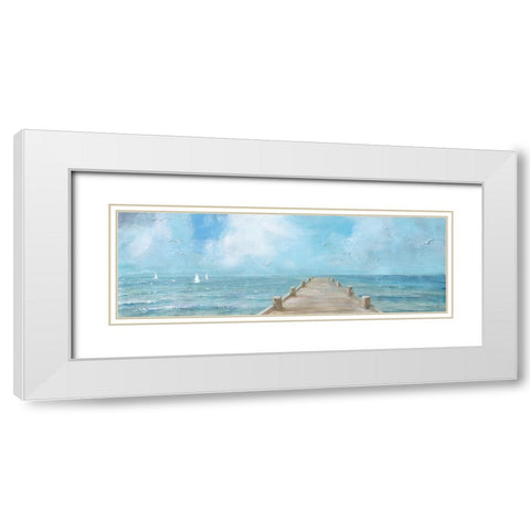 Summer Dock Panel White Modern Wood Framed Art Print with Double Matting by Nai, Danhui