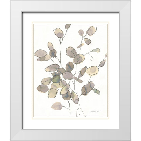 Transparent Leaves Dark Crop White Modern Wood Framed Art Print with Double Matting by Nai, Danhui