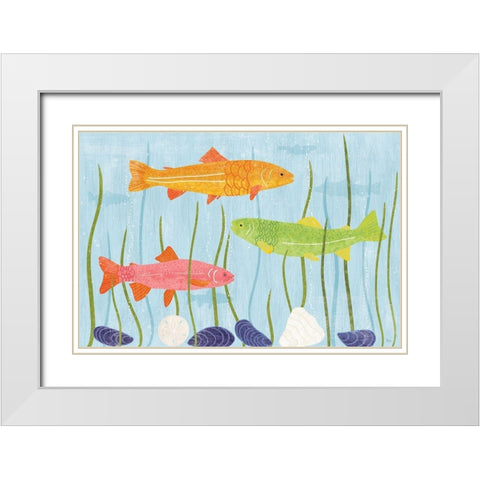 Coastal Vibes I White Modern Wood Framed Art Print with Double Matting by Charron, Veronique