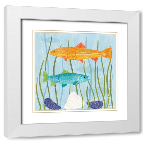 Coastal Vibes III White Modern Wood Framed Art Print with Double Matting by Charron, Veronique