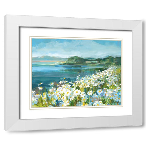 Wild Daisy Bay White Modern Wood Framed Art Print with Double Matting by Nai, Danhui