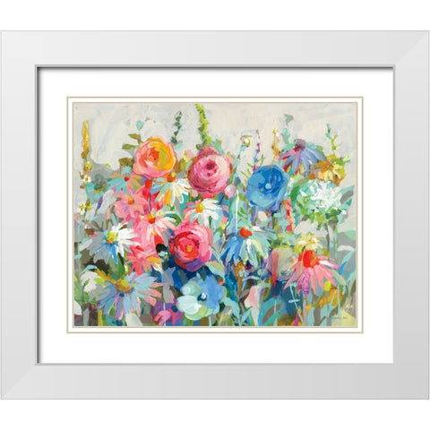 All the Bright Flowers White Modern Wood Framed Art Print with Double Matting by Nai, Danhui