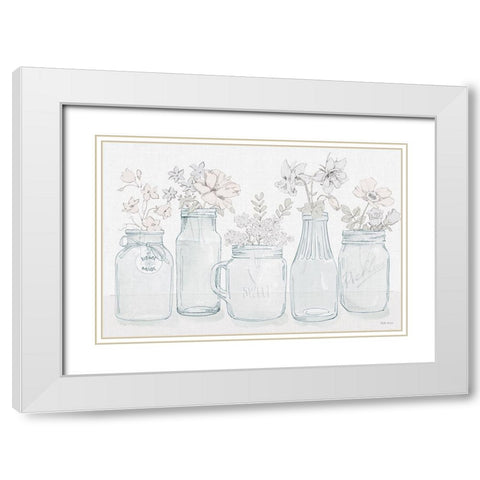 Peaceful Petals I Blue Gray White Modern Wood Framed Art Print with Double Matting by Grove, Beth