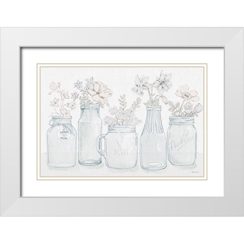 Peaceful Petals I Blue Gray White Modern Wood Framed Art Print with Double Matting by Grove, Beth