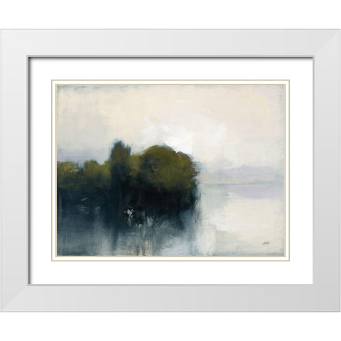 Murmuring Shore Olive Green White Modern Wood Framed Art Print with Double Matting by Purinton, Julia