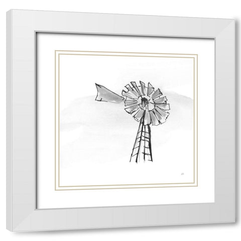 Windmill VII BW White Modern Wood Framed Art Print with Double Matting by Paschke, Chris