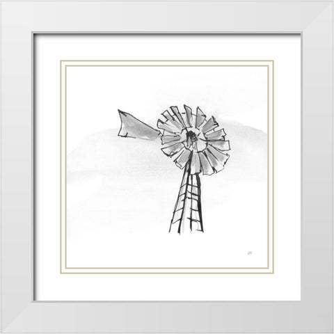 Windmill VII BW White Modern Wood Framed Art Print with Double Matting by Paschke, Chris