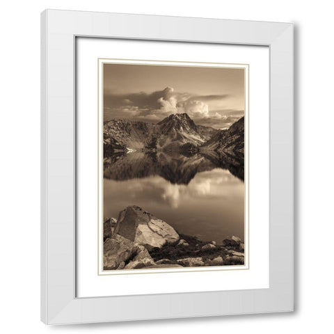 Sawtooth Lake Sepia White Modern Wood Framed Art Print with Double Matting by Majchrowicz, Alan