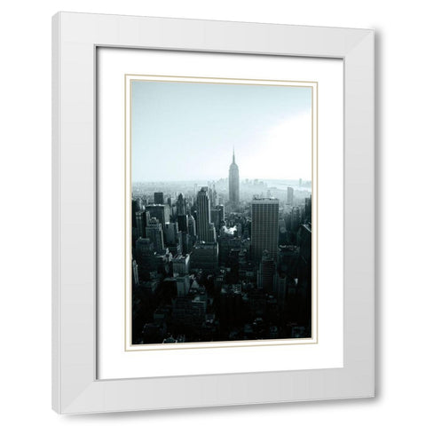 Empire Blue Gray White Modern Wood Framed Art Print with Double Matting by Aledanda