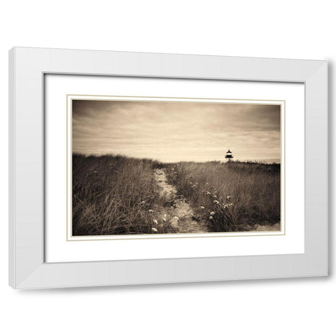 Nantucket Light Sepia White Modern Wood Framed Art Print with Double Matting by Aledanda