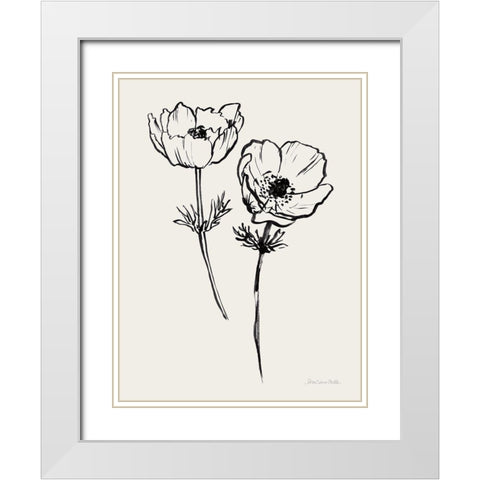 Ink Anemones I Black White Modern Wood Framed Art Print with Double Matting by Miller, Sara Zieve