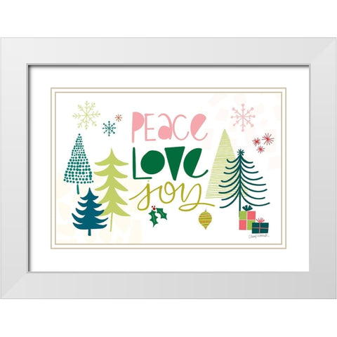 Peace Love Joy I White Modern Wood Framed Art Print with Double Matting by Warrick, Cheryl
