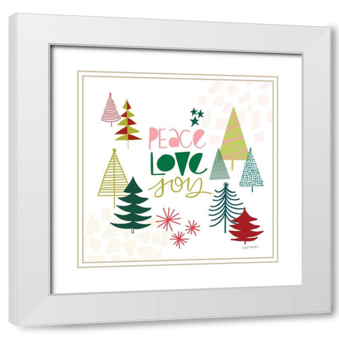 Peace Love Joy II White Modern Wood Framed Art Print with Double Matting by Warrick, Cheryl