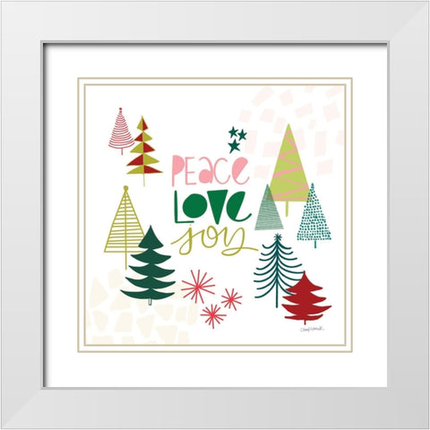 Peace Love Joy II White Modern Wood Framed Art Print with Double Matting by Warrick, Cheryl