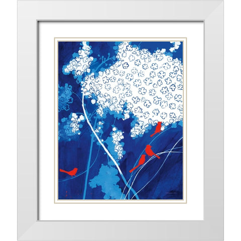 Feather and Fluff White Modern Wood Framed Art Print with Double Matting by Nai, Danhui