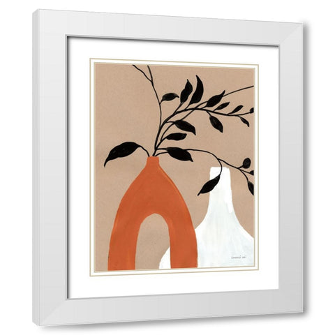 Slender Stems I White Modern Wood Framed Art Print with Double Matting by Nai, Danhui