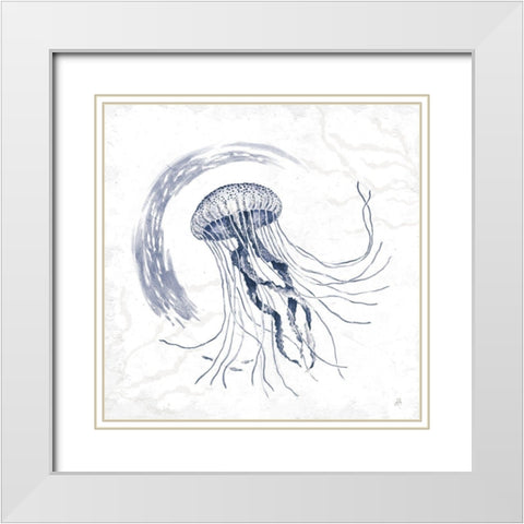 Delicate Sea IV Indigo White Modern Wood Framed Art Print with Double Matting by Brissonnet, Daphne