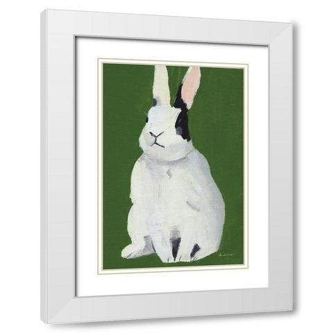 Sweet Bunny White Modern Wood Framed Art Print with Double Matting by Munger, Pamela