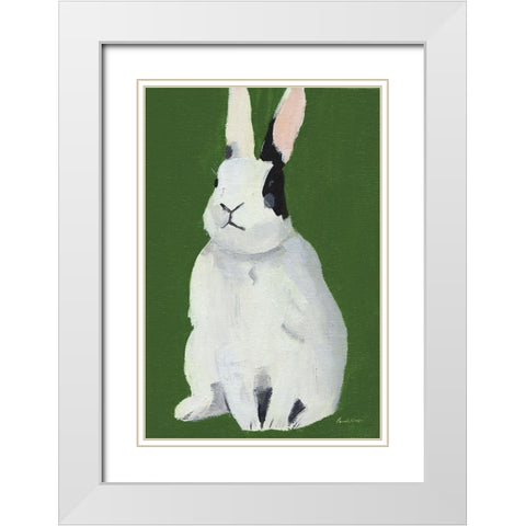 Sweet Bunny White Modern Wood Framed Art Print with Double Matting by Munger, Pamela
